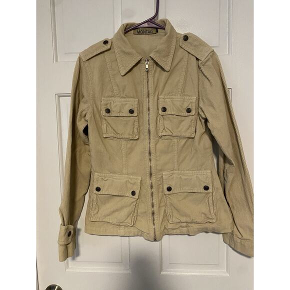 Women’s Size Petite Small Brazilian Corduroy Military Barn Tan Coat Jacket - Picture 1 of 16